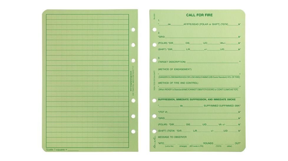 Rite in the Rain LOOSE LEAF - GREEN - CALL FORFIRE, Green, 4 5/8 x 7 922