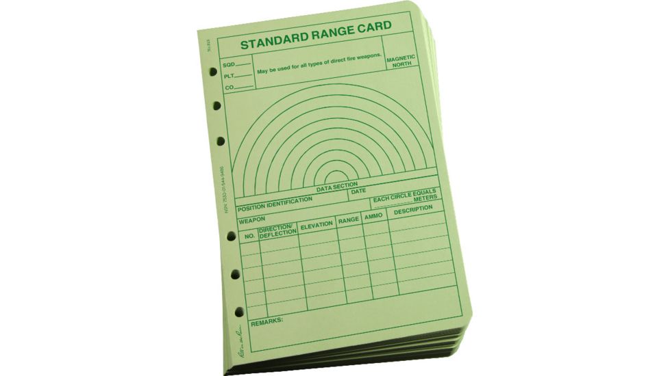 Rite in the Rain LOOSE LEAF - GREEN - RANGE CARD, Green, 4 5/8 x 7 912