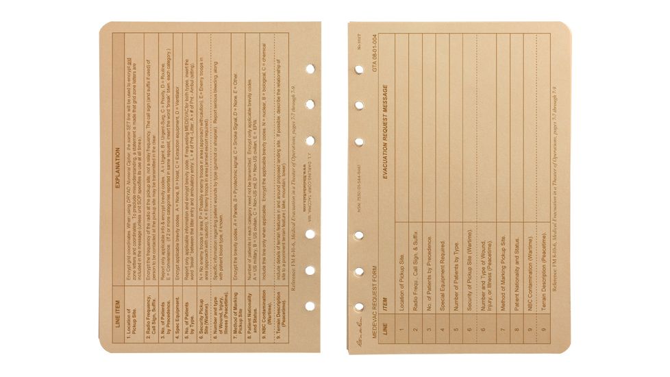 Rite in the Rain LOOSE LEAF - TAN - 9 LINE MEDEVAC, Tan, 4 5/8 x 7 952T