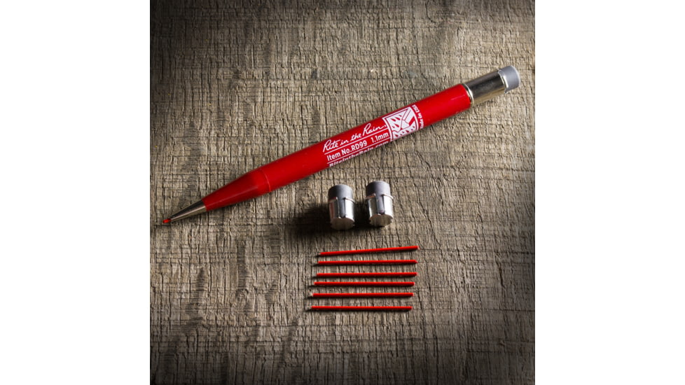 Rite in the Rain Mechanical Pencil,5.75in,Red,1.1mm Red Lead w/7 Leads and 2 Extra Erasers RD99