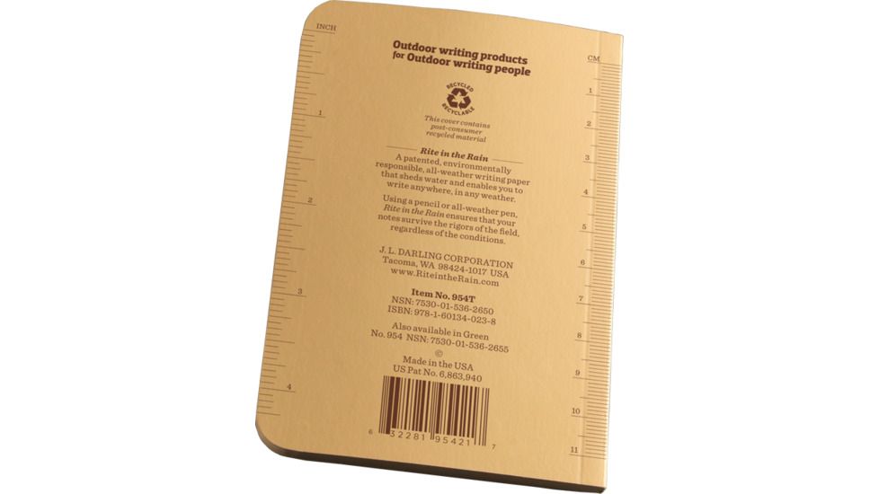 Rite in the Rain MEMO BOOK - TAN - 3.5 X 5, Tan, 3 1/2 x 5 954T