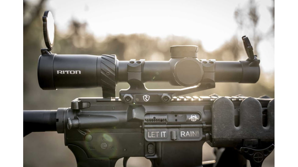 Riton Optics 5 Tactix 1-10x24mm Rifle Scope, 30mm Tube, First Focal Plane, 3OT, Mil Red, Black, 5T110LFI23