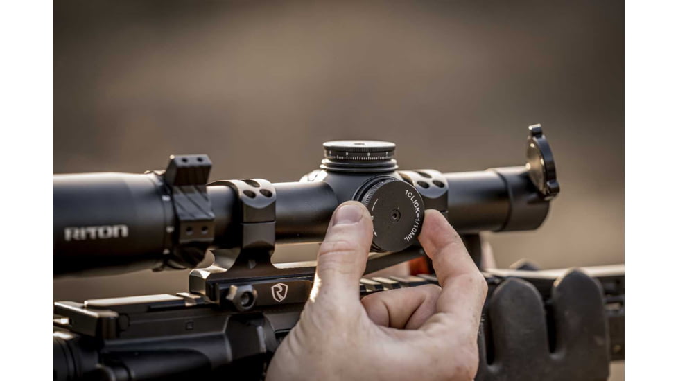 Riton Optics 5 Tactix 1-10x24mm Rifle Scope, 30mm Tube, First Focal Plane, 3OT, Mil Red, Black, 5T110LFI23