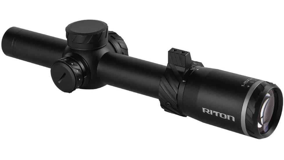 Riton Optics 5 Tactix 1-10x24mm Rifle Scope, 30mm Tube, First Focal Plane, 3OT, Mil Red, Black, 5T110LFI23