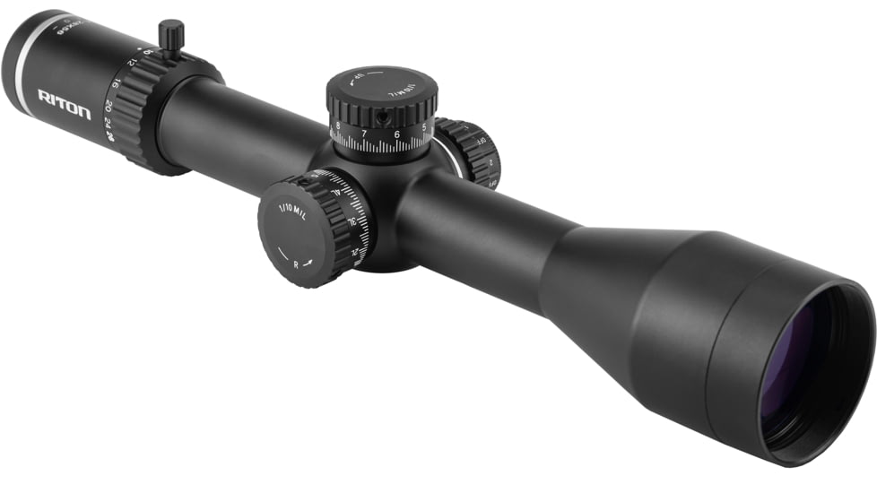Riton Optics The 5 Conquer 4-28x56mm Rifle Scope, 1.34 inch Tube, MRAD, First Focal Plane, Black, 5C428LFI