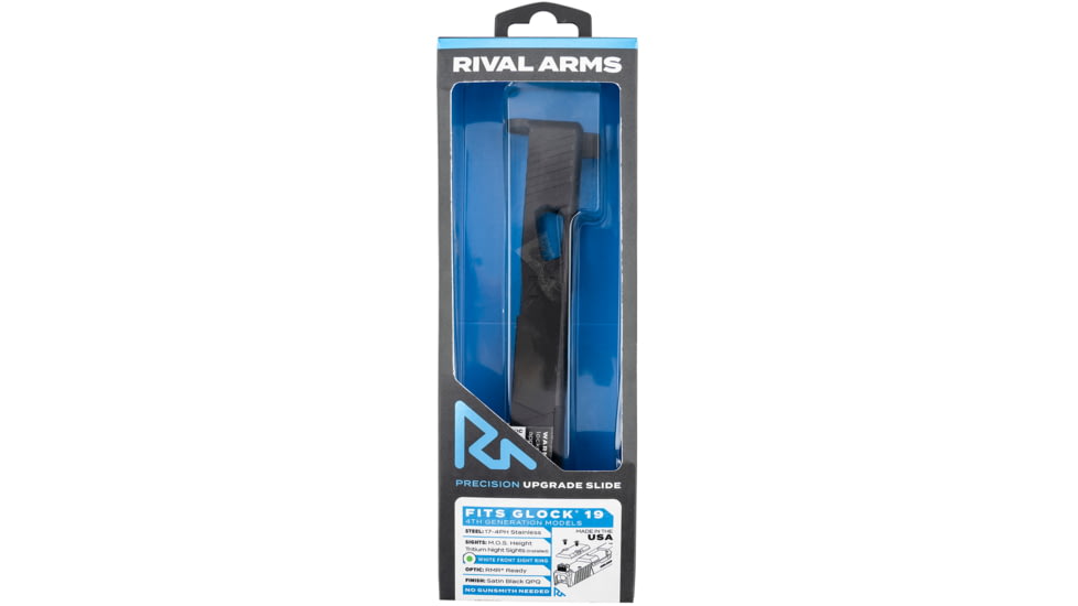 Rival Arms Glock 19 Gen4 Optic Ready Slide w/ Tritium MOS Height Night Sights, RMR, White Front Sight Color, Black, RA-RA11G204E