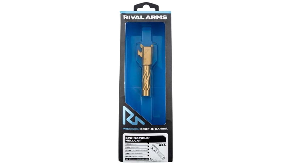 Rival Arms V1 Pistol Barrel, Springfield Hellcat, 9mm Luger, 3.15in, Gold, RA-RA20H101E