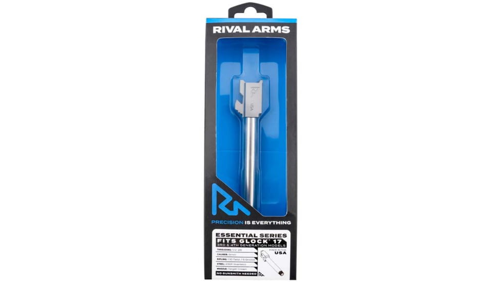 Rival Arms V2 Threaded Barrel, Glock 19, 9mm Luger, 4.52in, 1-10 Twist, 1/2-28 Thread, Silver, RA-RA22G202D