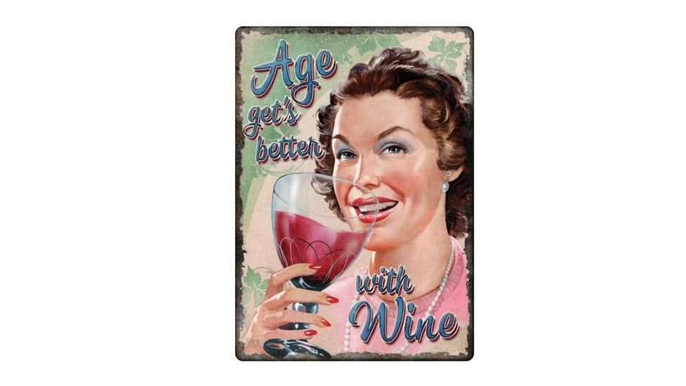 River's Edge Age Gets Better With Wine Tin Sign 12x17 1443