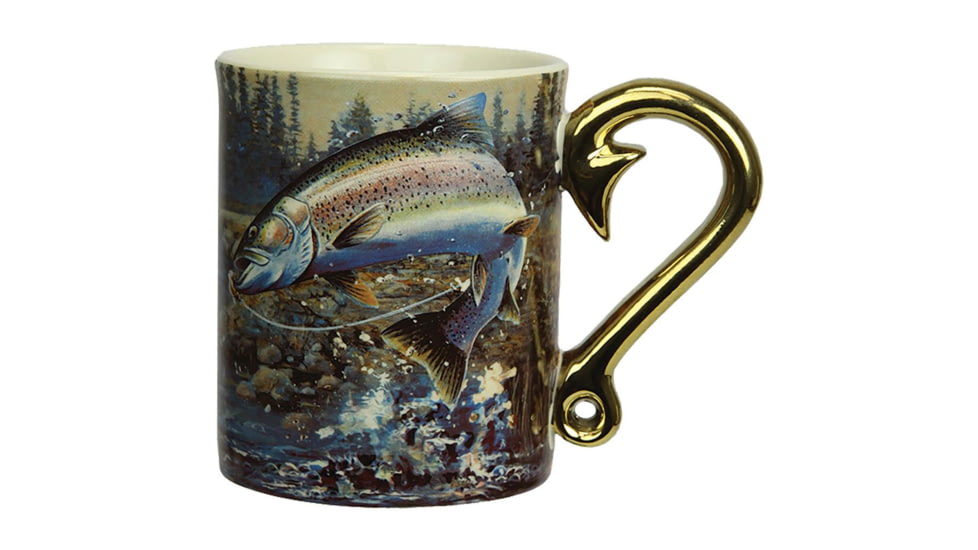 River's Edge Deluxe Mug Rainbow Trout Scene, Gold 86997