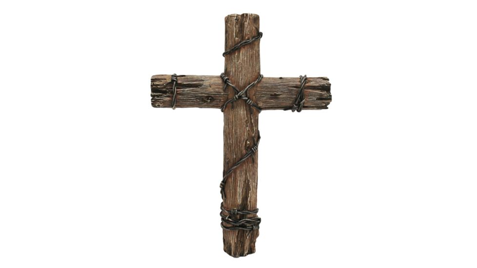 River's Edge Hand-Painted Poly Resin Cross, Wooden Wire, 14in. 184014