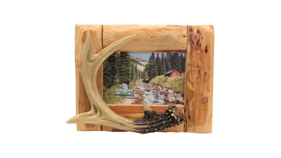River's Edge Resin Picture Frame, Single Photo, Deer, Fir Root, Antler, 4in x 6in 184088