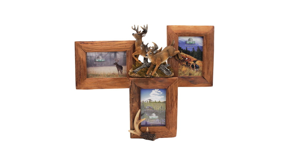 River's Edge Resin Picture Frame, 3 Picture, Deer, Firwood, 19in W x 18in H, Holds 3 - 4in x 6in Photos 184106