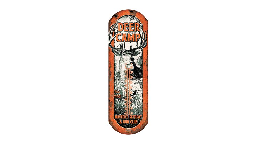 River's Edge Rivers Edge Thermometer Deer Camp Tin