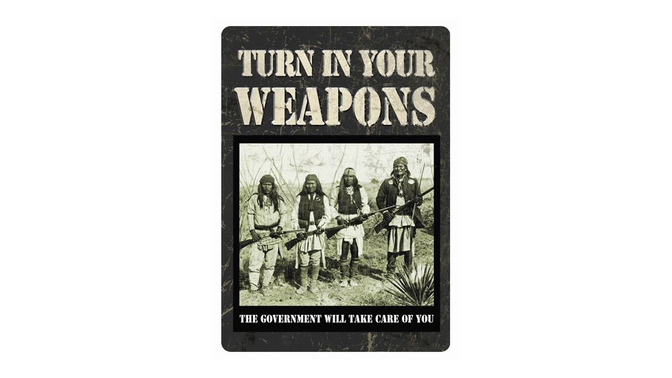 River's Edge Turn In Your Weapons Tin Sign, 12x17in, 1589