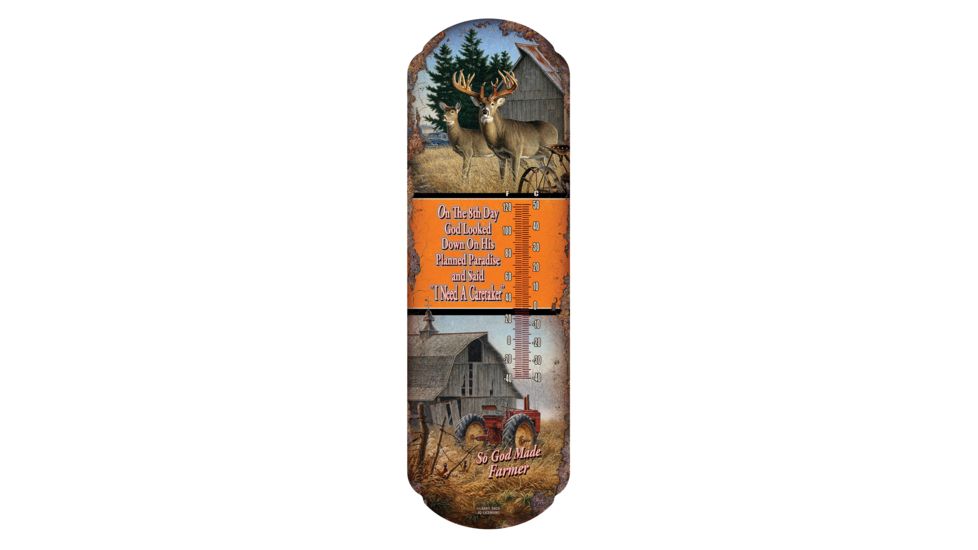 River's Edge So God Made Farmer Tin Thermometer 1243