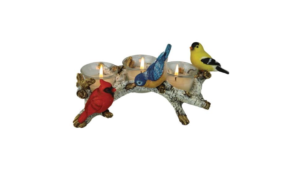 Rivers Edge Candle Holder, Birch with Birds, 3-Piece, w/ Candles, 683