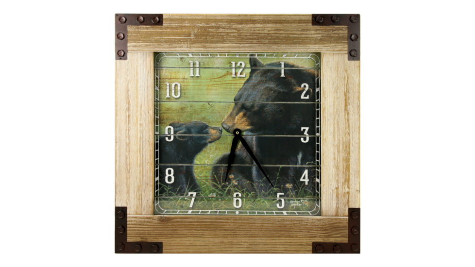 Rivers Edge Clock Wood Frame 24-inch, Bears, 1174