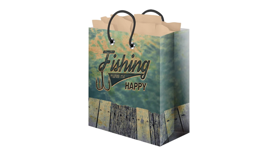 Rivers Edge Gift Bag Medium with Tissue Paper, Fishing Happy, Medium, 4519