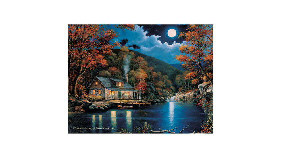 Rivers Edge LED Art, Cabin by Lake, 16 x 12 in, 1757