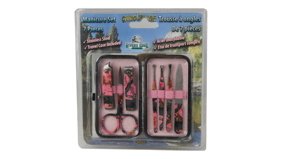 Rivers Edge Manicure Set 7-Piece, Womens, Pink Camo, 283