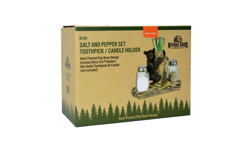 Rivers Edge Salt and Pepper Shakers, Bear with Toothpick Holder, 534