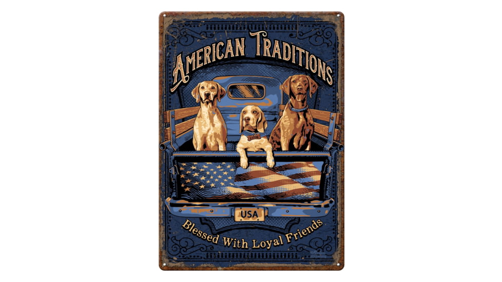 Rivers Edge Tin Sign, American Tradition Dogs, 12 x 17 in, 2267
