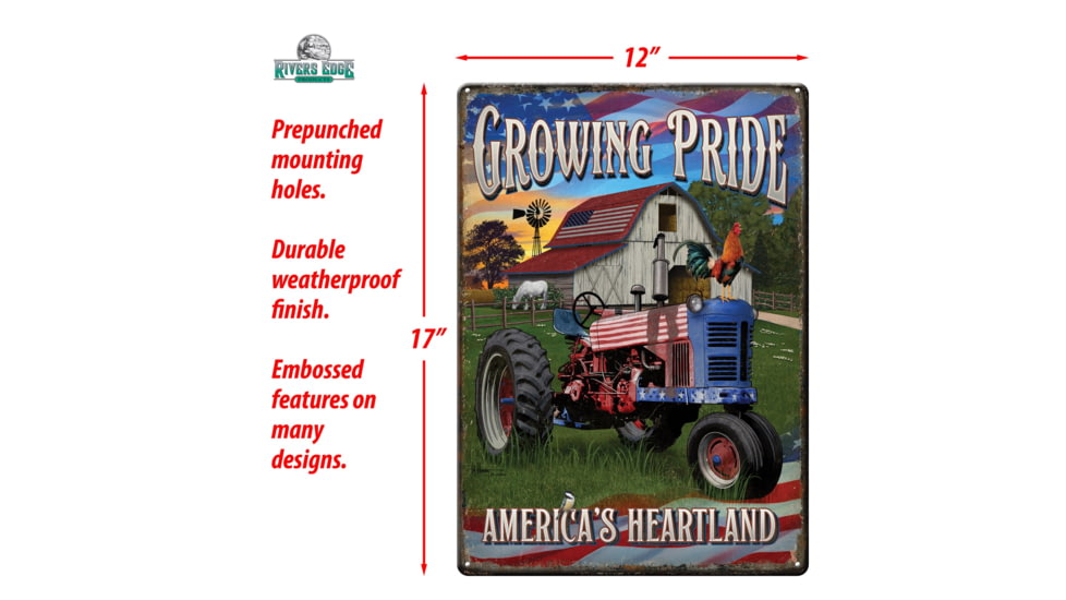 Rivers Edge Tin Sign, Growing Pride, 12 x 17 in, 4513