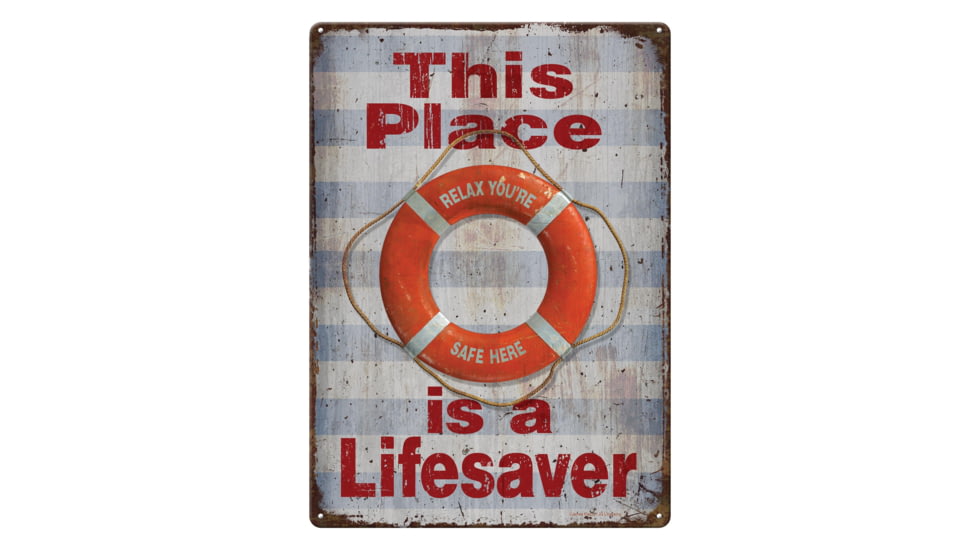 Rivers Edge Tin Sign, Lifesaver, 12 x 17 in, 4501