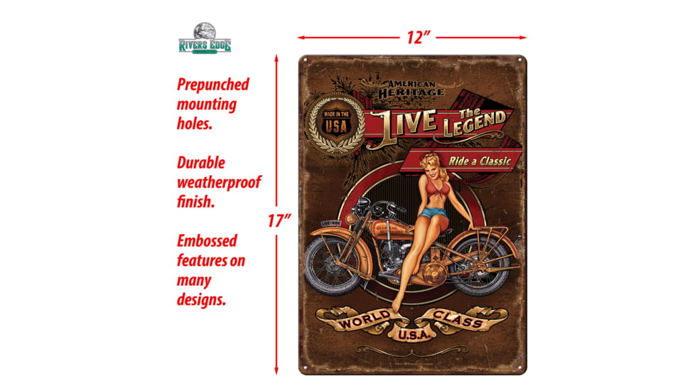 Rivers Edge Tin Sign, Live the Legend, 12 x 17 in, 1594