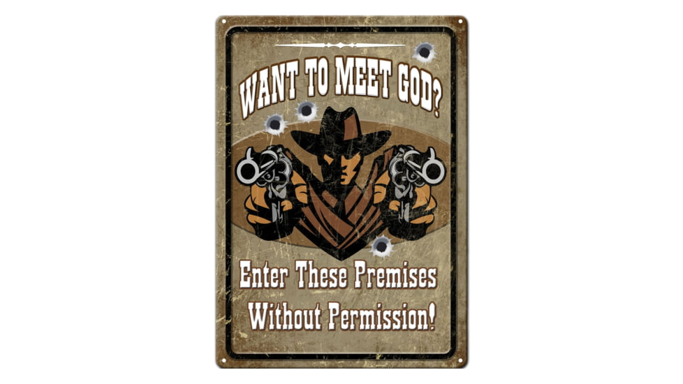 Rivers Edge Tin Sign, Meet God, 12 x 17 in, 1592