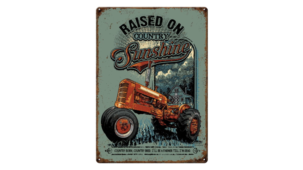 Rivers Edge Tin Sign, Raised on Sunshine, 12 x 17 in, 4515