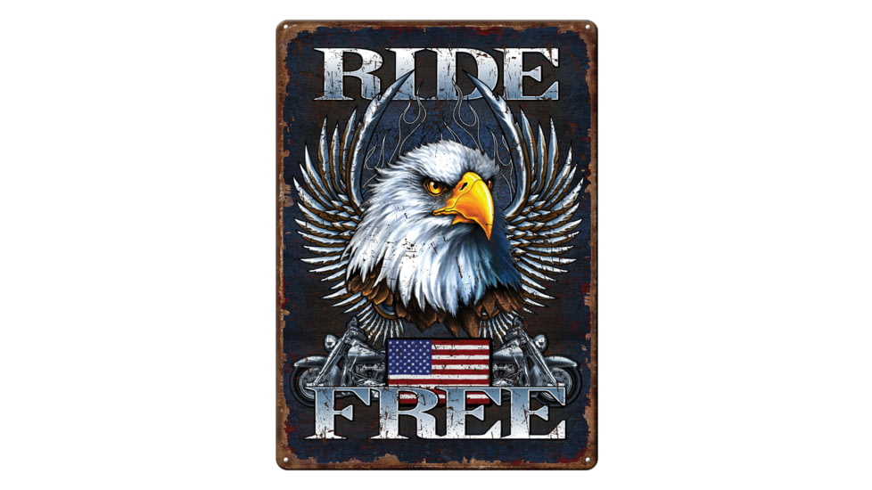 Rivers Edge Tin Sign, Ride Free, 12 x 17 in, 1593