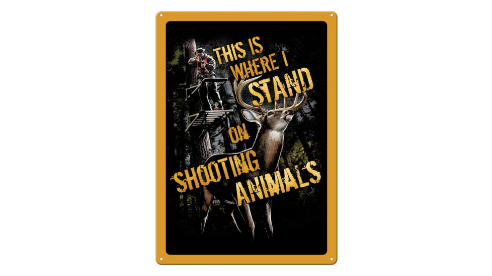 Rivers Edge Tin Sign, Shootin Animals, 12 x 17 in, 1479