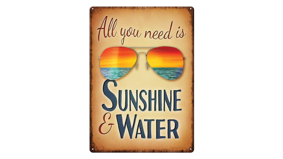 Rivers Edge Tin Sign, Sunshine and Water, 12 x 17 in, 4500