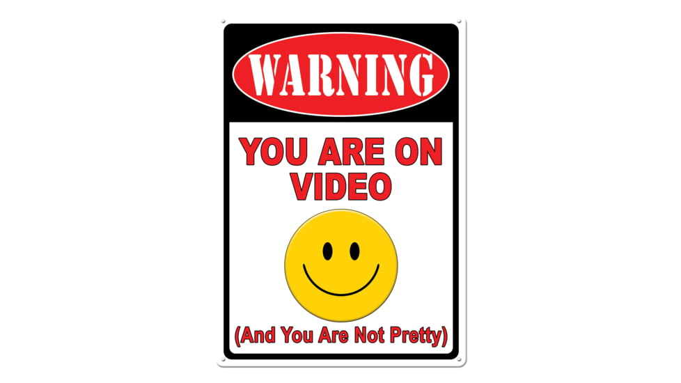 Rivers Edge Tin Sign, Warning On Video, 12 x 17 in, 2262