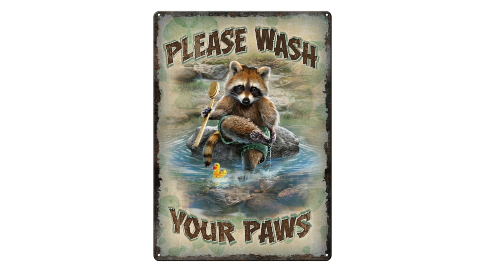 Rivers Edge Tin Sign, Wash Your Paws, 12 x 17 in, 1436