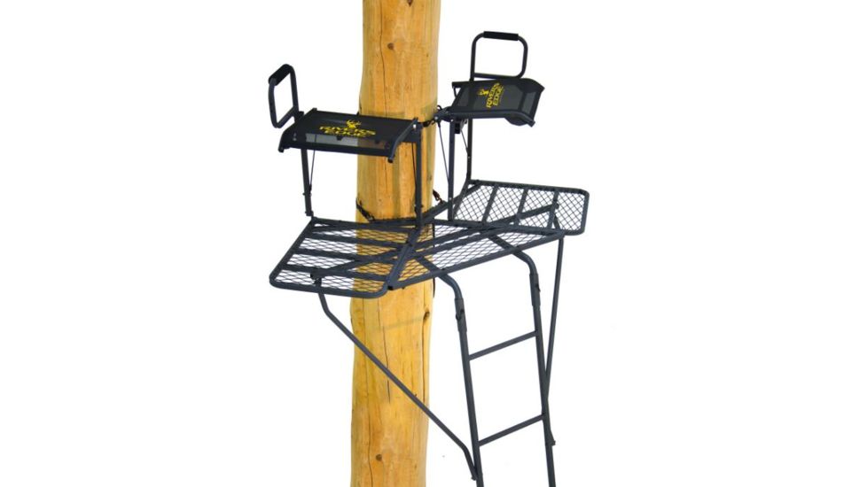 DEMO, Rivers Edge Treestands 2-Man Bowman Ladder Stand, Black RE636