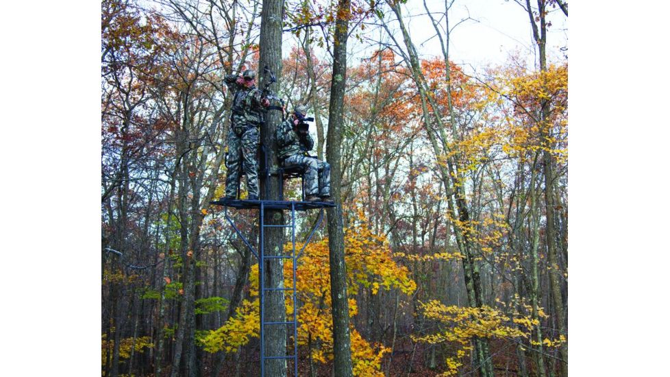 Rivers Edge Treestands 2-Man Bowman Ladder Stand, Black RE636