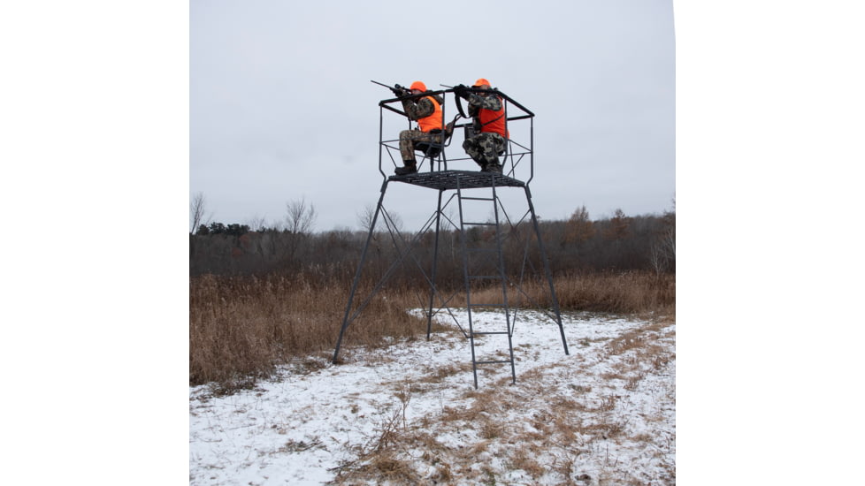Rivers Edge Treestands Outpost 2-Man Tower, Rivers Edge Grey, 10 ft, RE400