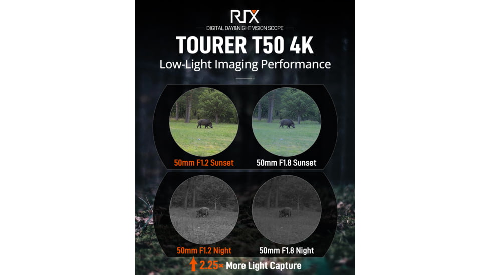 RIX Tourer T50 Digital Night Vision Rifle Scope, 3.5-28x50mm, 4K UHD Sensor, F1.2 Lens, Black, RIX Tourer T50