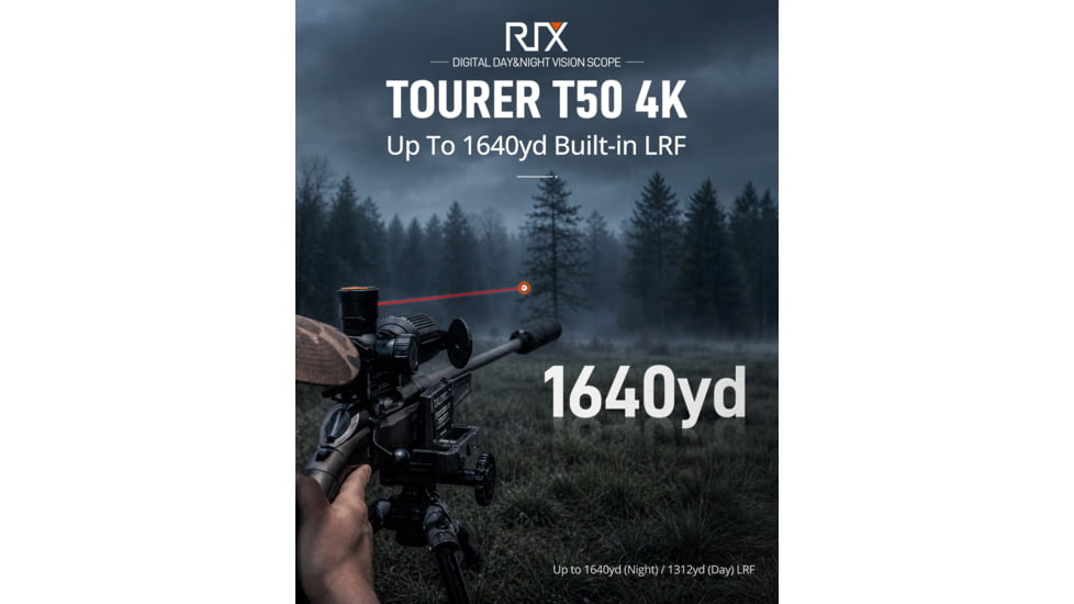 RIX Tourer T50 Digital Night Vision Rifle Scope, 3.5-28x50mm, 4K UHD Sensor, F1.2 Lens, Black, RIX Tourer T50