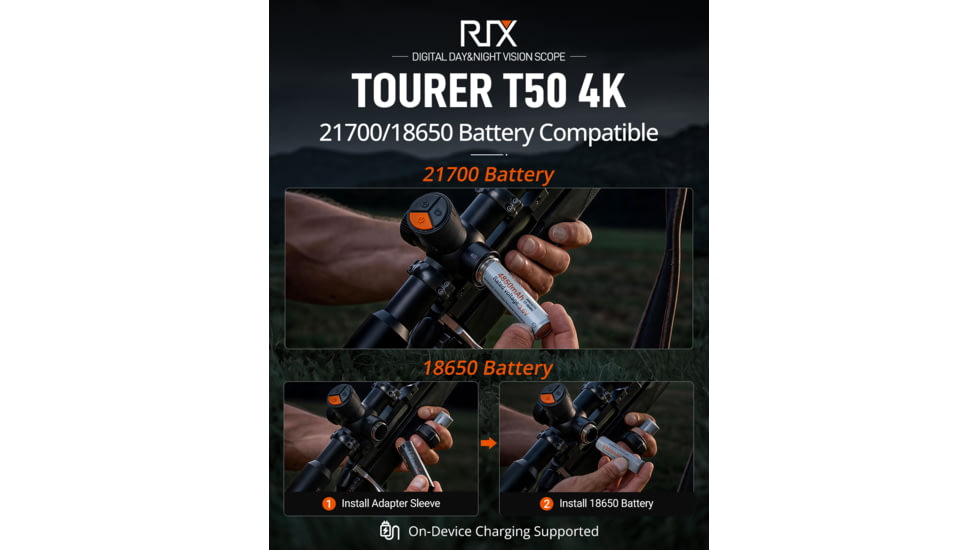 RIX Tourer T50 Digital Night Vision Rifle Scope, 3.5-28x50mm, 4K UHD Sensor, F1.2 Lens, Black, RIX Tourer T50