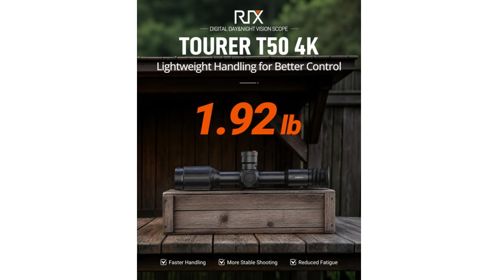 RIX Tourer T50 Digital Night Vision Rifle Scope, 3.5-28x50mm, 4K UHD Sensor, F1.2 Lens, Black, RIX Tourer T50