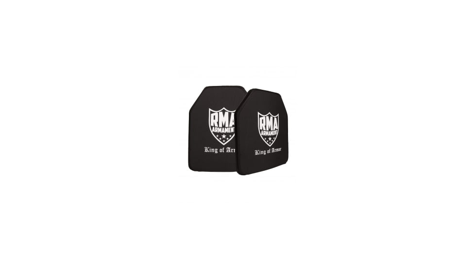 RMA Armament Body SET Model #1155 NIJ .06 Level IV Armor Plate, SAPI Cut, Multi-Curved, 11x14 inch Plate, Black, One Size, 1155RMASet