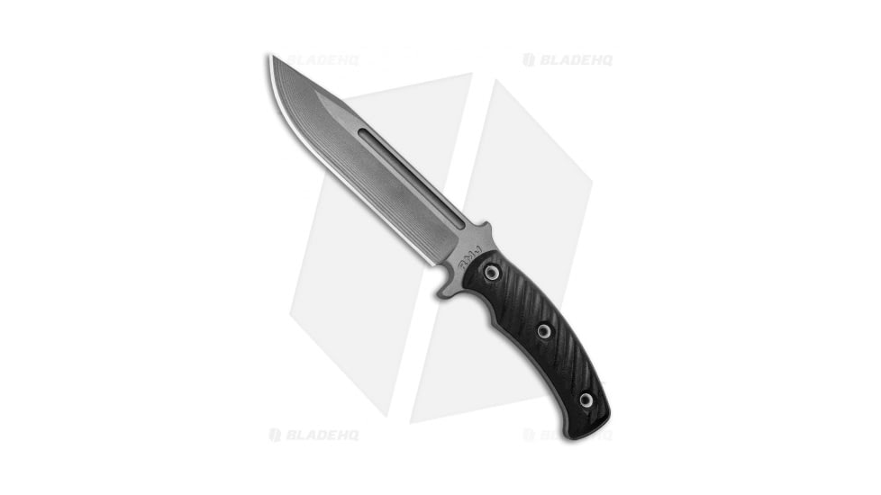 RMJ Tactical Combat Africa Fixed Blade Knife, 7.00in, 80CrV2, Clip Point Blade, G10 Black Handle, Gray/Black, 11.75in, BHQ-76561