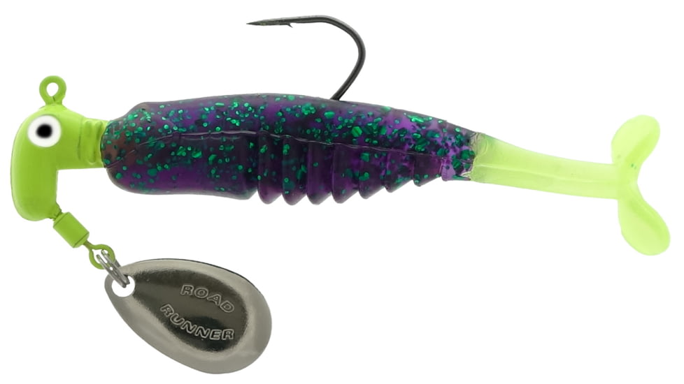 Road Runner CX3-4863 Crappie X-Tractor, 1/8oz, 1per pack, 2/0 hk Junebug Chartreuse, CX3-4863