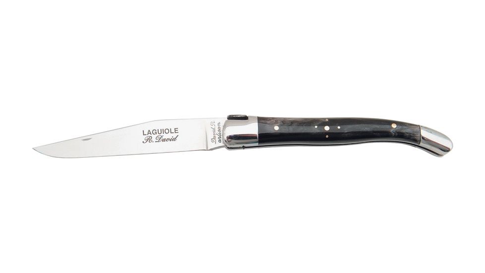 Robert David Laguiole 4.25in. Folder Knife, stainless clip blade, Horn handle RD90511