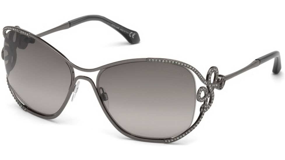 Roberto Cavalli RC1074 Sunglasses - Shiny Dark Ruthenium Frame Color, Gradient Smoke Lens Color