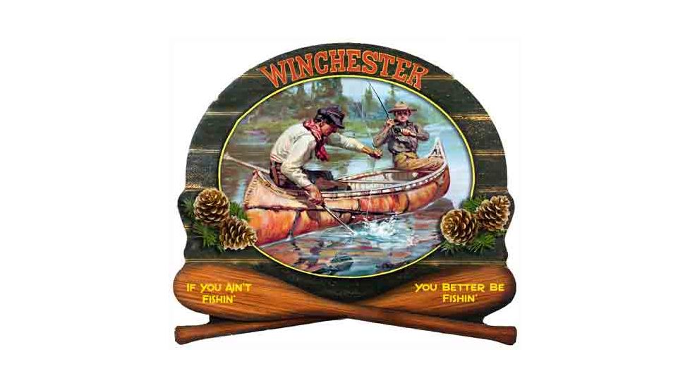 Rockin W' Brand Rockin'w Brand Winchester ''fishermen In Canoe'' 15''x14''